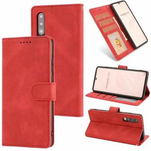 For Huawei P30 Fantasy Classic Skin-feel Calfskin Texture Magnetic Buckle Horizontal Flip PU Leather Case with Holder & Card Slot & Wallet(Red)