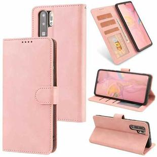 For Huawei P30 Pro Fantasy Classic Skin-feel Calfskin Texture Magnetic Buckle Horizontal Flip PU Leather Case with Holder & Card Slot & Wallet(Rose Gold)