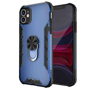 For iPhone 11 Magnetic Frosted PC + Matte TPU Shockproof Case with Ring Holder (Classic Blue)
