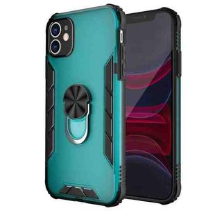 For iPhone 11 Magnetic Frosted PC + Matte TPU Shockproof Case with Ring Holder (Glistening Green)