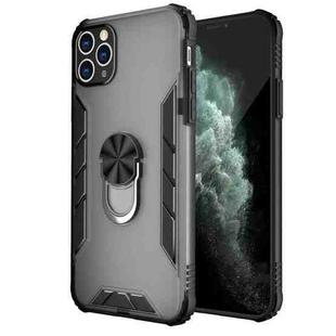 For iPhone 11 Pro Max Magnetic Frosted PC + Matte TPU Shockproof Case with Ring Holder (Phantom Black)