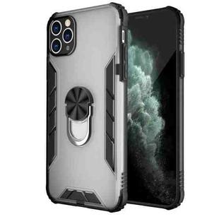 For iPhone 11 Pro Max Magnetic Frosted PC + Matte TPU Shockproof Case with Ring Holder (Milky White)