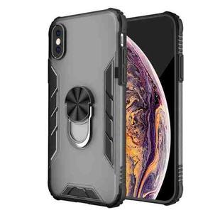 For iPhone X / XS Magnetic Frosted PC + Matte TPU Shockproof Case with Ring Holder(Phantom Black)