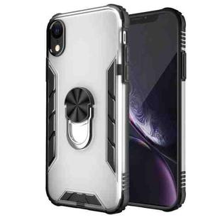 For iPhone XR Magnetic Frosted PC + Matte TPU Shockproof Case with Ring Holder(Milky White)