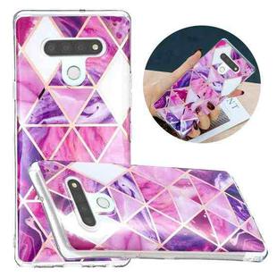 For LG Stylo 6 Flat Plating Splicing Gilding Protective Case(Rose Red Purple)