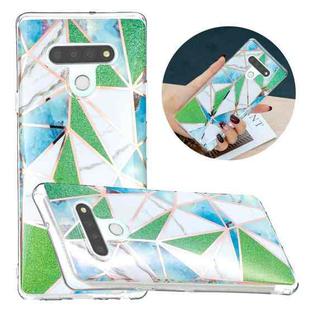 For LG Stylo 6 Flat Plating Splicing Gilding Protective Case(Green Triangle)