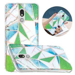 For LG Stylo 5 Flat Plating Splicing Gilding Protective Case(Green Triangle)