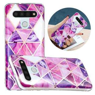 For LG K51 Flat Plating Splicing Gilding Protective Case(Rose Red Purple)