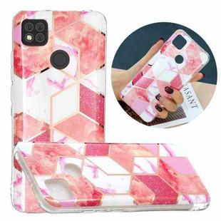 For Xiaomi Redmi 9C Flat Plating Splicing Gilding Protective Case(Cherry Glitter)