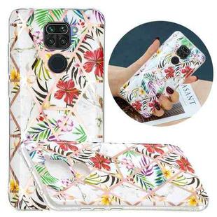 For Xiaomi Redmi Note 9 Flat Plating Splicing Gilding Protective Case(Tropical Rainforest)