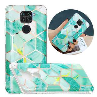 For Xiaomi Redmi Note 9 Flat Plating Splicing Gilding Protective Case(Green Glitter)