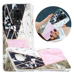 For Xiaomi Redmi Note 9 Pro Flat Plating Splicing Gilding Protective Case(Grey Pink White Marble)