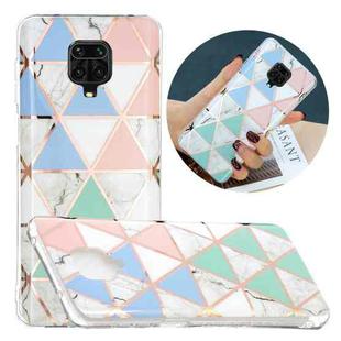 For Xiaomi Redmi Note 9 Pro Flat Plating Splicing Gilding Protective Case(Blue White Green Pink)