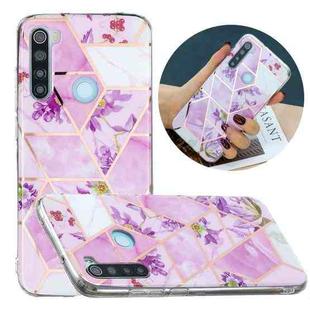 For Xiaomi Redmi Note 8 Flat Plating Splicing Gilding Protective Case(Purple Flowers)
