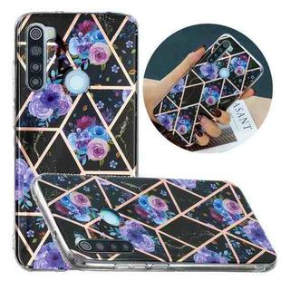 For Xiaomi Redmi Note 8 Flat Plating Splicing Gilding Protective Case(Black Background Flower)