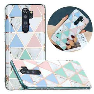 For Xiaomi Redmi Note 8 Pro Flat Plating Splicing Gilding Protective Case(Blue White Green Pink)