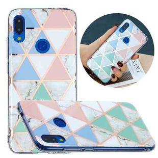 For Xiaomi Redmi Note 7 Flat Plating Splicing Gilding Protective Case(Blue White Green Pink)