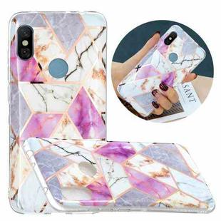 For Xiaomi Redmi Note 6 / Note 6 Pro Flat Plating Splicing Gilding Protective Case(Purple White Marble)