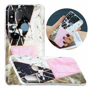 For Xiaomi Redmi Note 6 / Note 6 Pro Flat Plating Splicing Gilding Protective Case(Grey Pink White Marble)