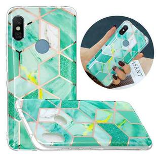 For Xiaomi Redmi Note 6 / Note 6 Pro Flat Plating Splicing Gilding Protective Case(Green Glitter)