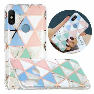 For Xiaomi Redmi Note 6 / Note 6 Pro Flat Plating Splicing Gilding Protective Case(Blue White Green Pink)