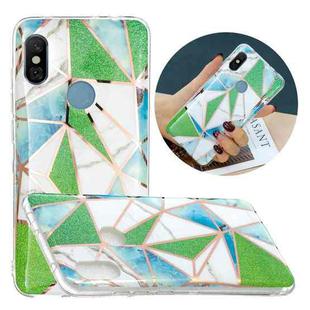 For Xiaomi Redmi Note 6 / Note 6 Pro Flat Plating Splicing Gilding Protective Case(Green Triangle)