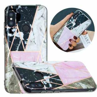 For Xiaomi Redmi 6 Pro / Mi A2 Lite Flat Plating Splicing Gilding Protective Case(Grey Pink White Marble)