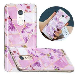 For Xiaomi Redmi 5 Plus / Note 5 Flat Plating Splicing Gilding Protective Case(Purple Flowers)