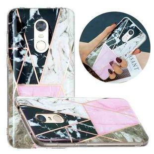 For Xiaomi Redmi 5 Plus / Note 5 Flat Plating Splicing Gilding Protective Case(Grey Pink White Marble)