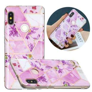 For Xiaomi Redmi Note 5 Pro Flat Plating Splicing Gilding Protective Case(Purple Flowers)