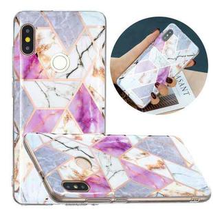 For Xiaomi Redmi Note 5 Pro Flat Plating Splicing Gilding Protective Case(Purple White Marble)