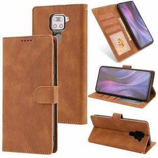 For Xiaomi Redmi Note 9 Fantasy Classic Skin-feel Calfskin Texture Magnetic Buckle Horizontal Flip PU Leather Case with Holder & Card Slot & Wallet(Brown)