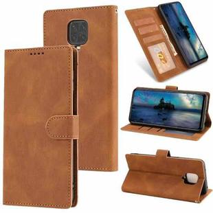 For Xiaomi Redmi Note 9 Pro Fantasy Classic Skin-feel Calfskin Texture Magnetic Buckle Horizontal Flip PU Leather Case with Holder & Card Slot & Wallet(Brown)