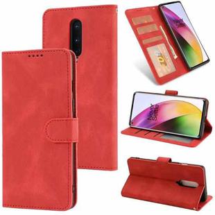 For OnePlus 8 Fantasy Classic Skin-feel Calfskin Texture Magnetic Buckle Horizontal Flip PU Leather Case with Holder & Card Slot & Wallet(Red)