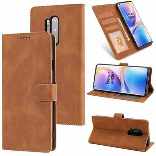 For OnePlus 8 Pro Fantasy Classic Skin-feel Calfskin Texture Magnetic Buckle Horizontal Flip PU Leather Case with Holder & Card Slot & Wallet(Brown)