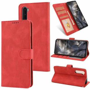 For OnePlus Nord Fantasy Classic Skin-feel Calfskin Texture Magnetic Buckle Horizontal Flip PU Leather Case with Holder & Card Slot & Wallet(Red)