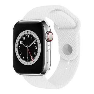Woven Pattern Silicone Snap Watch Band For Apple Watch Series 8&7 41mm / SE 2&6&SE&5&4 40mm / 3&2&1 38mm(White)