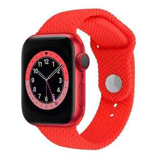Woven Pattern Silicone Snap Watch Band For Apple Watch Series 7 41mm / 6 & SE & 5 & 4 40mm / 3 & 2 & 1 38mm(Red)