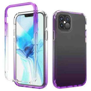 For iPhone 12 / 12 Pro Transparency PC Two-color Gradient Candy Color TPU Shockproof Phone Case (Purple)