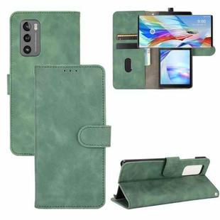 For LG Wing 5G Solid Color Skin Feel Magnetic Buckle Horizontal Flip Calf Texture PU Leather Case with Holder & Card Slots & Wallet(Green)