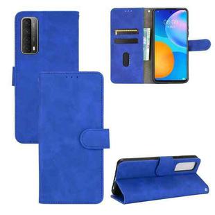 For Huawei P Smart 2021 / Y7A Solid Color Skin Feel Magnetic Buckle Horizontal Flip Calf Texture PU Leather Case with Holder & Card Slots & Wallet(Blue)