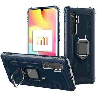 For Xiaomi Mi Note 10 Lite Carbon Fiber Protective Case with 360 Degree Rotating Ring Holder(Blue)