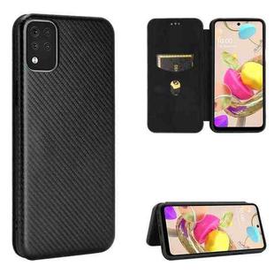For LG K42 Carbon Fiber Texture Horizontal Flip TPU + PC + PU Leather Case with Card Slot(Black)