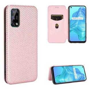 For OPPO Realme V5 / Realme Q2 Carbon Fiber Texture Horizontal Flip TPU + PC + PU Leather Case with Card Slot(Pink)