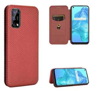 For OPPO Realme V5 / Realme Q2 Carbon Fiber Texture Horizontal Flip TPU + PC + PU Leather Case with Card Slot(Brown)