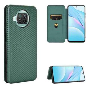 For Xiaomi Mi 10T Lite Carbon Fiber Texture Horizontal Flip TPU + PC + PU Leather Case with Card Slot(Green)