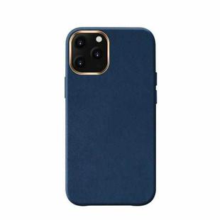 Mutural Shockproof PU+PC+Microfiber+Metal Frame Protective Case For iPhone 12 / 12 Pro(Blue)