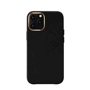 Mutural Shockproof PU+PC+Microfiber+Metal Frame Protective Case For iPhone 12 Pro Max(Black)