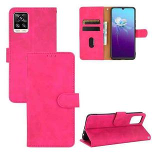 For vivo V20 4G (Indian Version) Solid Color Skin Feel Magnetic Buckle Horizontal Flip Calf Texture PU Leather Case with Holder & Card Slots & Wallet(Rose Red)