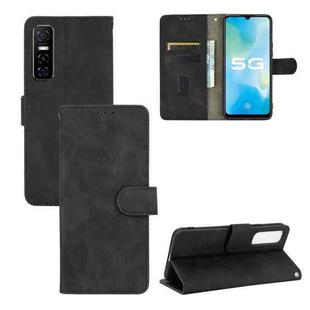 For vivo Y73s Solid Color Skin Feel Magnetic Buckle Horizontal Flip Calf Texture PU Leather Case with Holder & Card Slots & Wallet(Black)